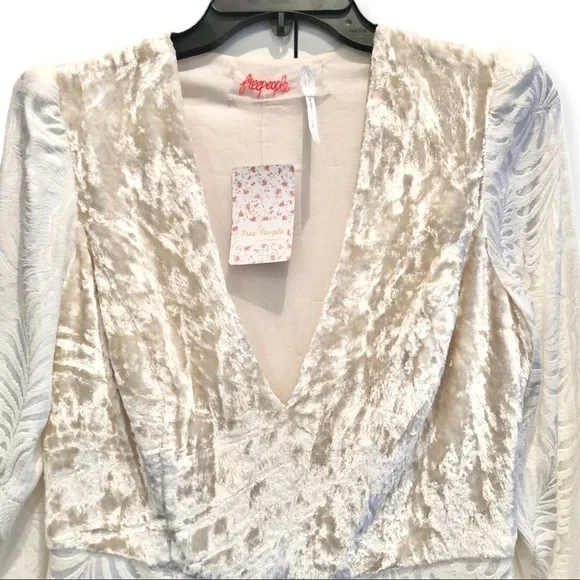 FREE PEOPLE Naomi Ivory Velvet Mini Dress Size - Picture 6 of 7